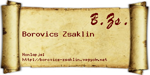 Borovics Zsaklin névjegykártya
